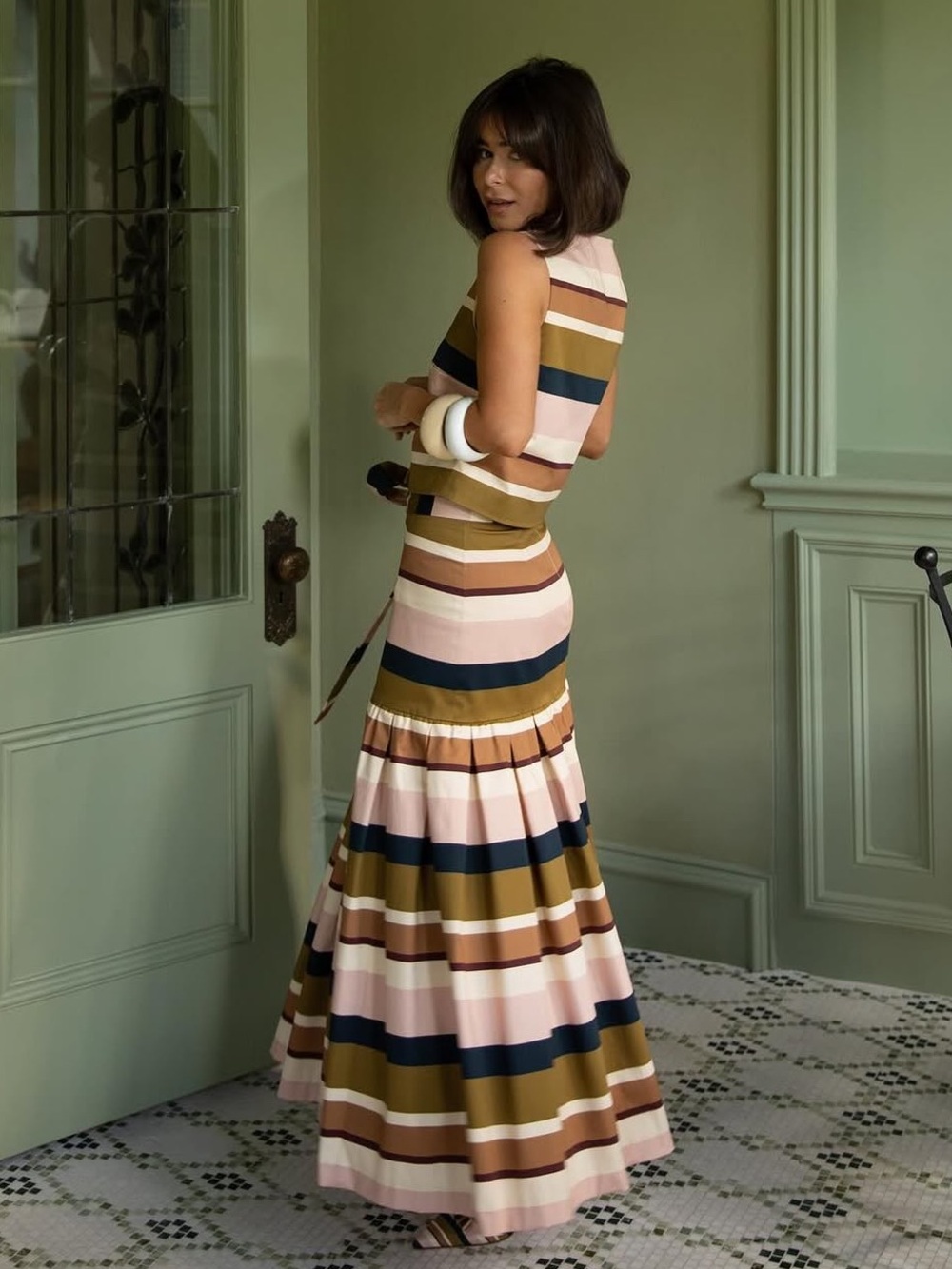 Antonio Melani x Style Bungalow The Town Sateen Stripe A Line Midi Skirt NWT - Picture 16 of 16